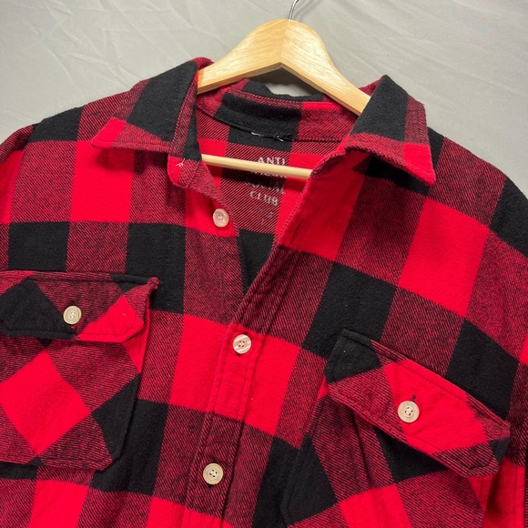 Anti Social Social Club Red and Black Plaid Shirt - Picture 4 of 9